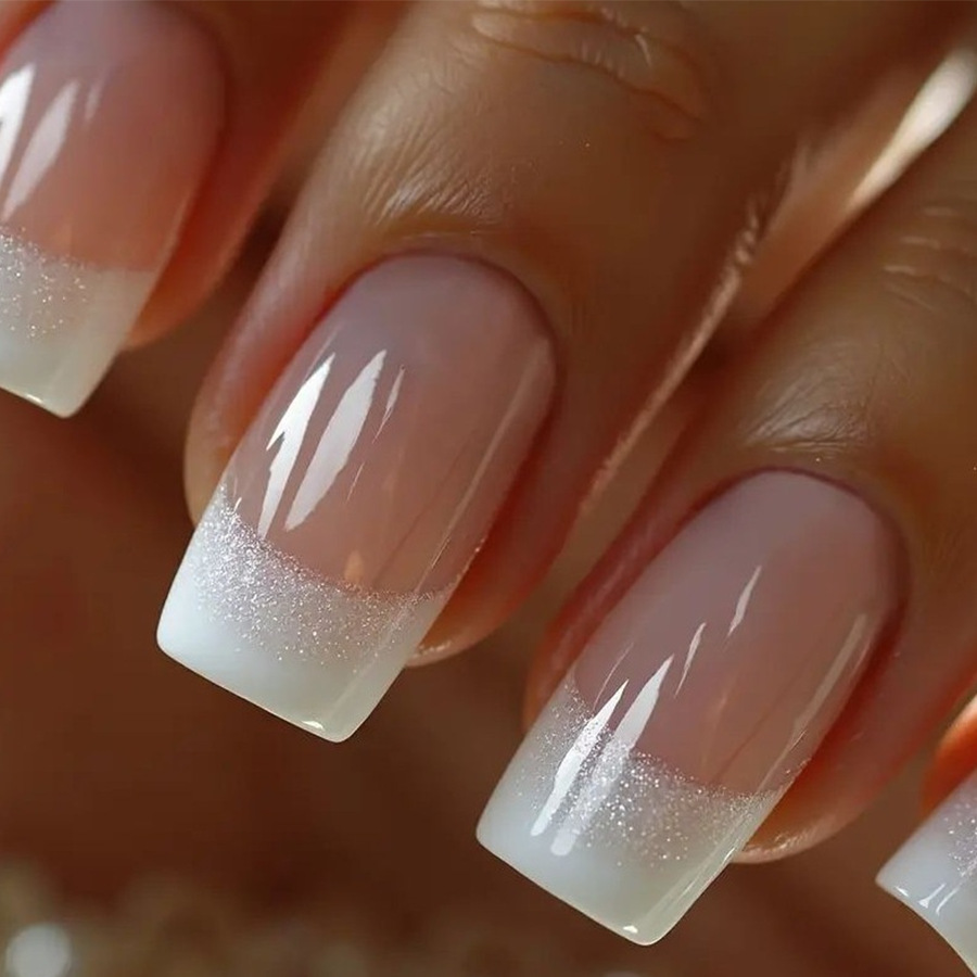 Nail Art Gliter - 24pcs/set Medium Square fake nails for