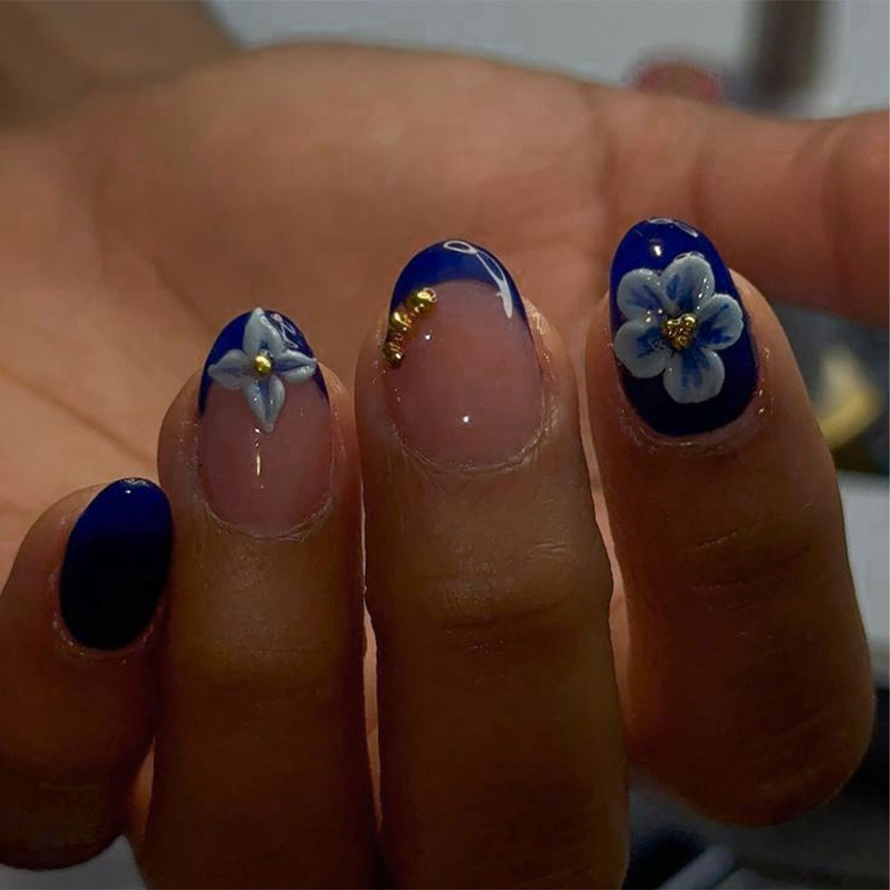 Nail Art Ideas - 24pcs Short Oval 3D Gel Nail