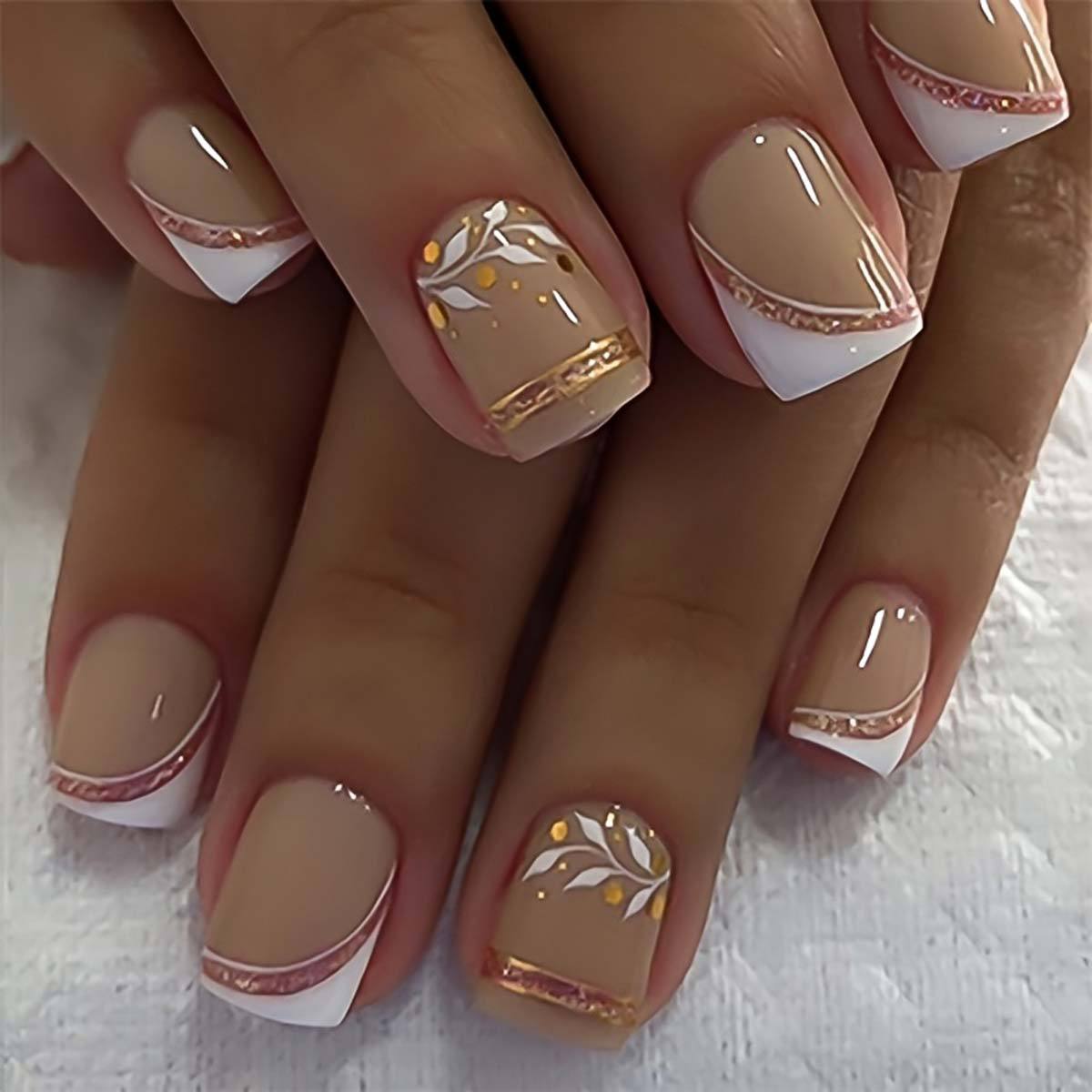 Nail Art Gliter - Short Medium fake nails for women