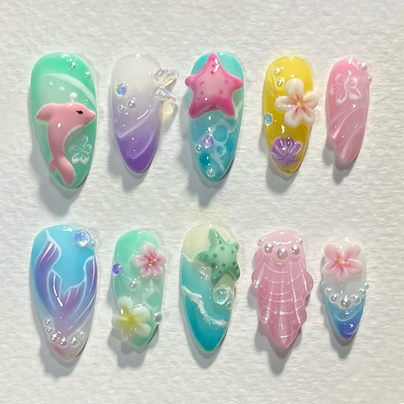 30pcs Summer Press on Nails 3D - đánh giá và giá Nail Art Press On