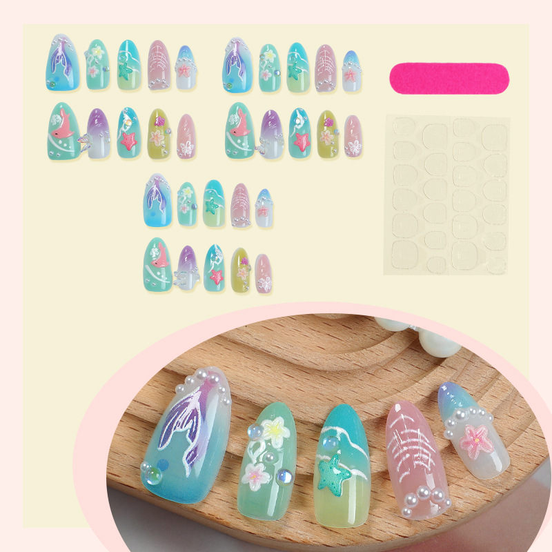 30pcs Summer Press on Nails 3D - đánh giá và giá Nail Art Press On