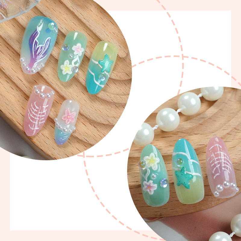 30pcs Summer Press on Nails 3D - đánh giá và giá Nail Art Press On