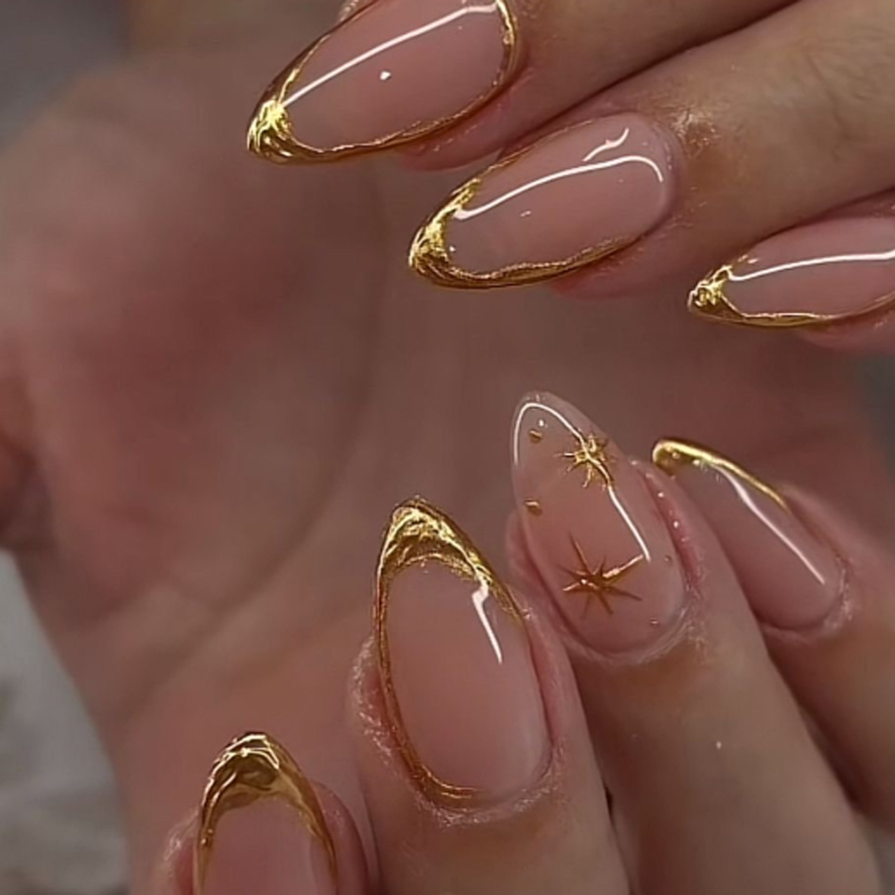 24Pcs Short Almond Nails Set F - đánh giá và giá Nail Art Gliter