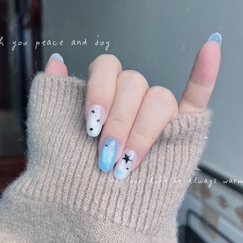 10pcs Short Round Press On Nai - đánh giá và giá Nail Art Gliter