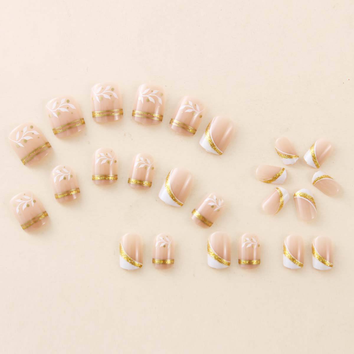 Nude Short Square Press On Nai - đánh giá và giá Nail Art Gliter