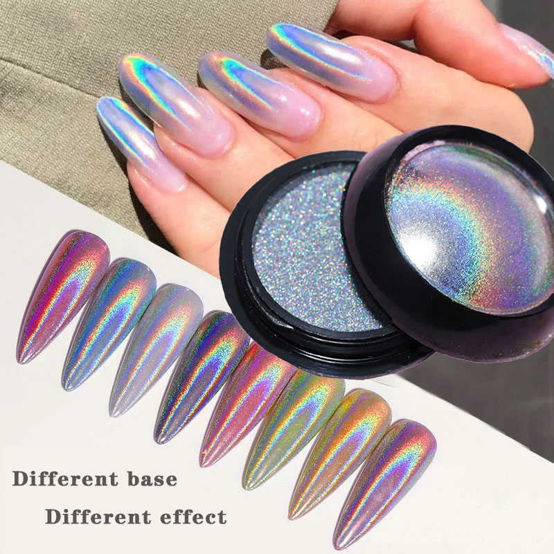 6 Colors Chrome Laser Nail Pow - đánh giá và giá Nail Glitter Chrome