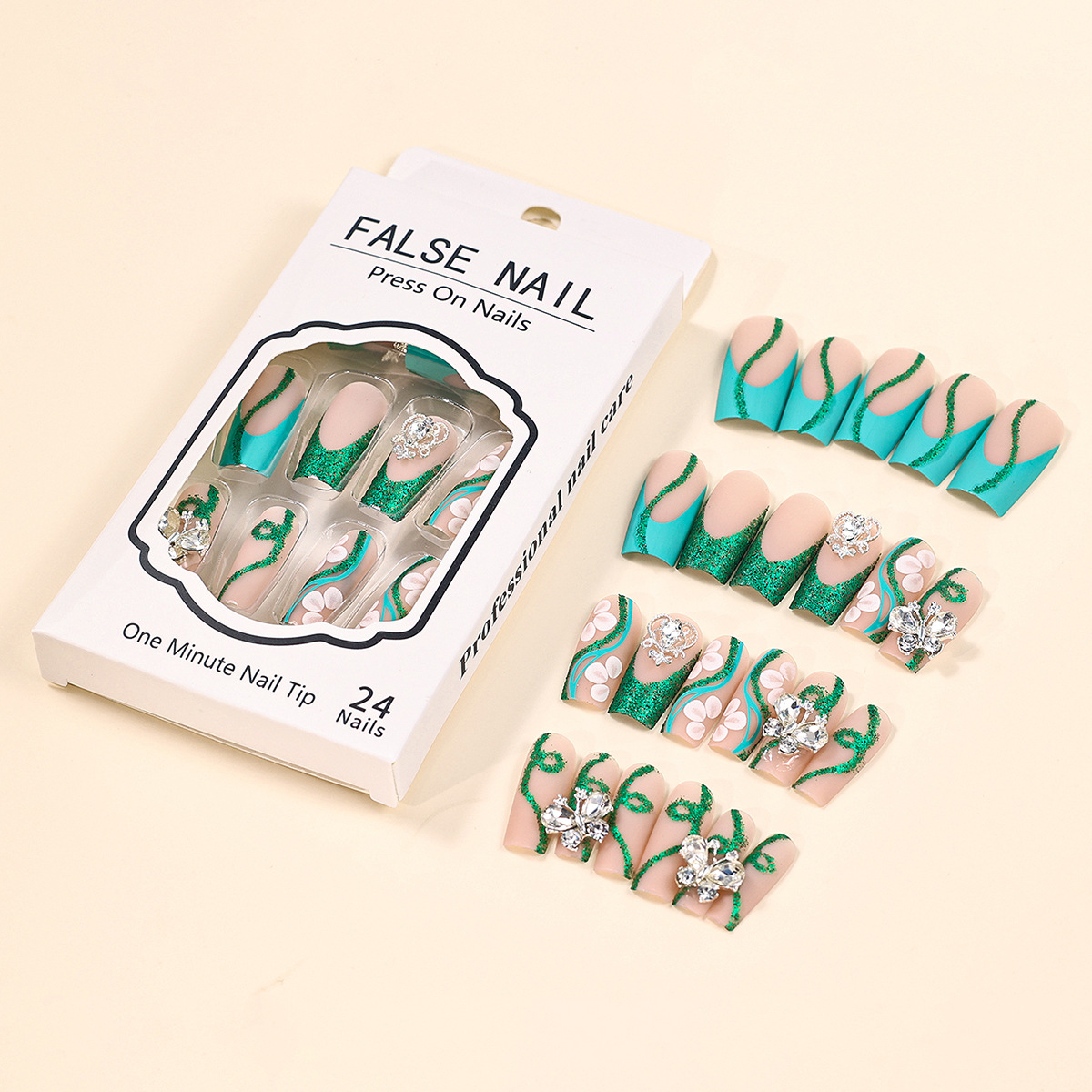 Long Coffin Press on Nails Bal - đánh giá và giá Nail Art Gliter