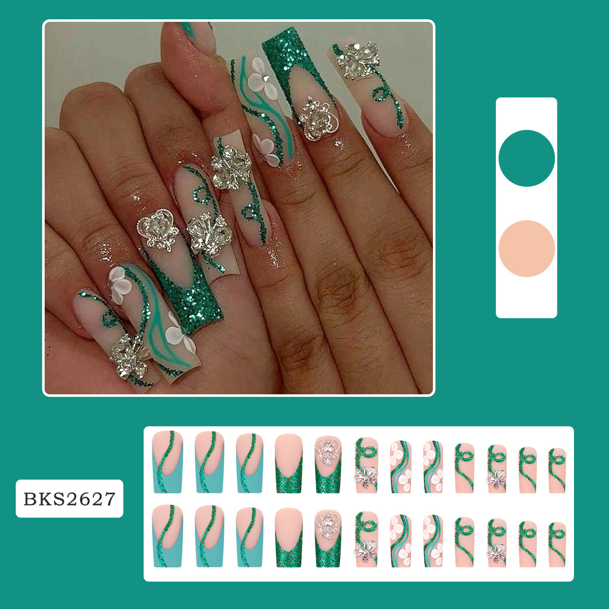 Long Coffin Press on Nails Bal - đánh giá và giá Nail Art Gliter