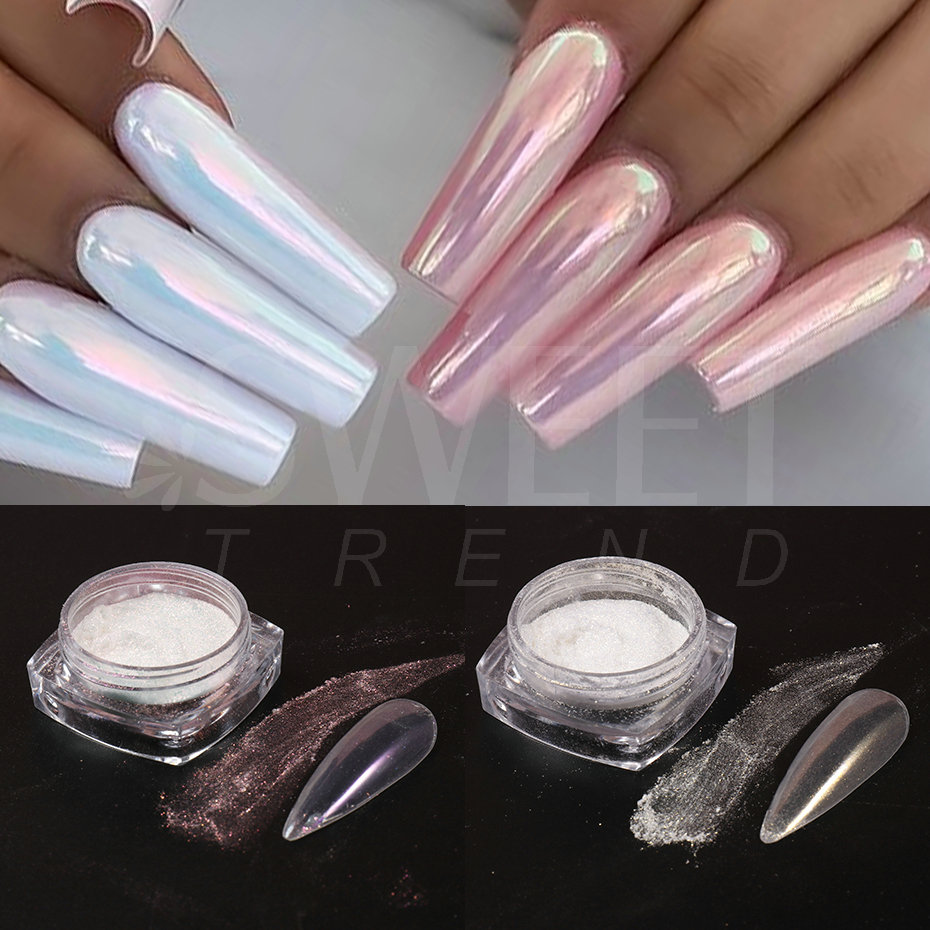 White Pearl Mirror Moonlight N - đánh giá và giá Nail Glitter Chrome