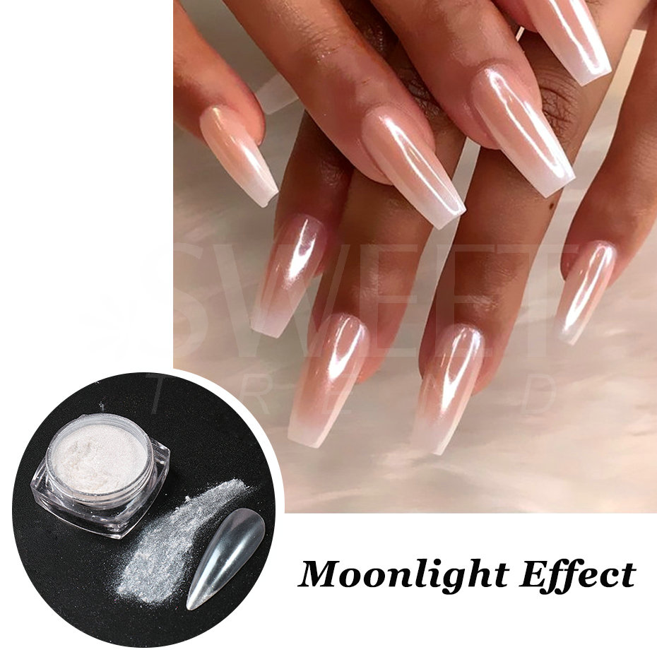 White Pearl Mirror Moonlight N - đánh giá và giá Nail Glitter Chrome