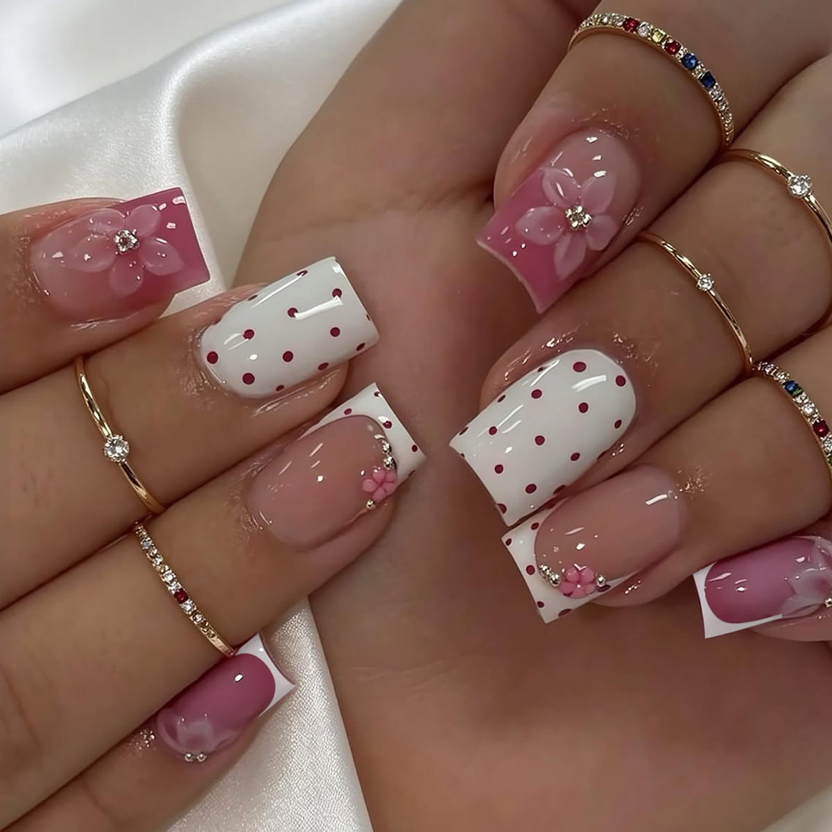 24Pcs Sweet Medium Square Fals - đánh giá và giá Nail Art Press On