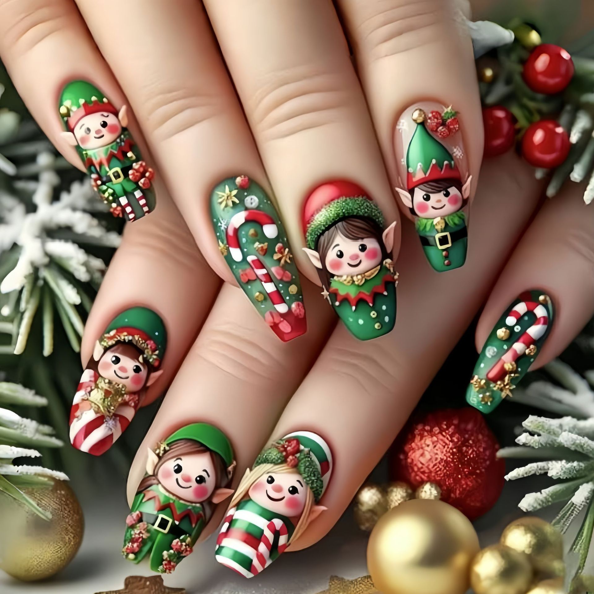Medium fake nails for Christma - đánh giá và giá Nail Art Press On