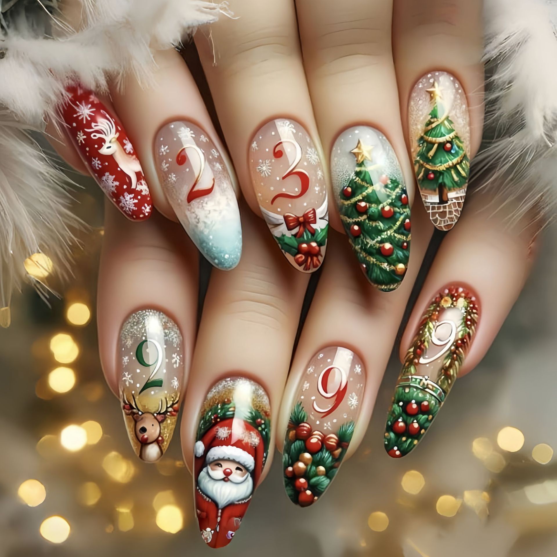 Medium fake nails for Christma - đánh giá và giá Nail Art Press On