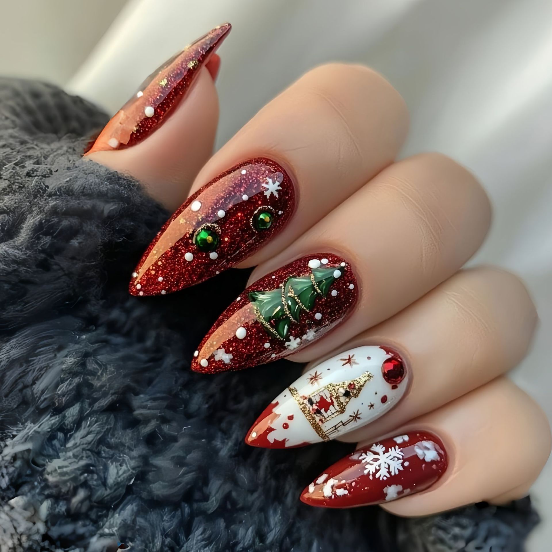 Medium fake nails for Christma - đánh giá và giá Nail Art Press On