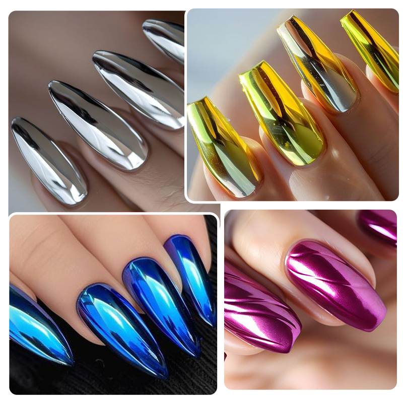 Metallic Gold Silver Mirror Po - đánh giá và giá Nail Glitter Chrome