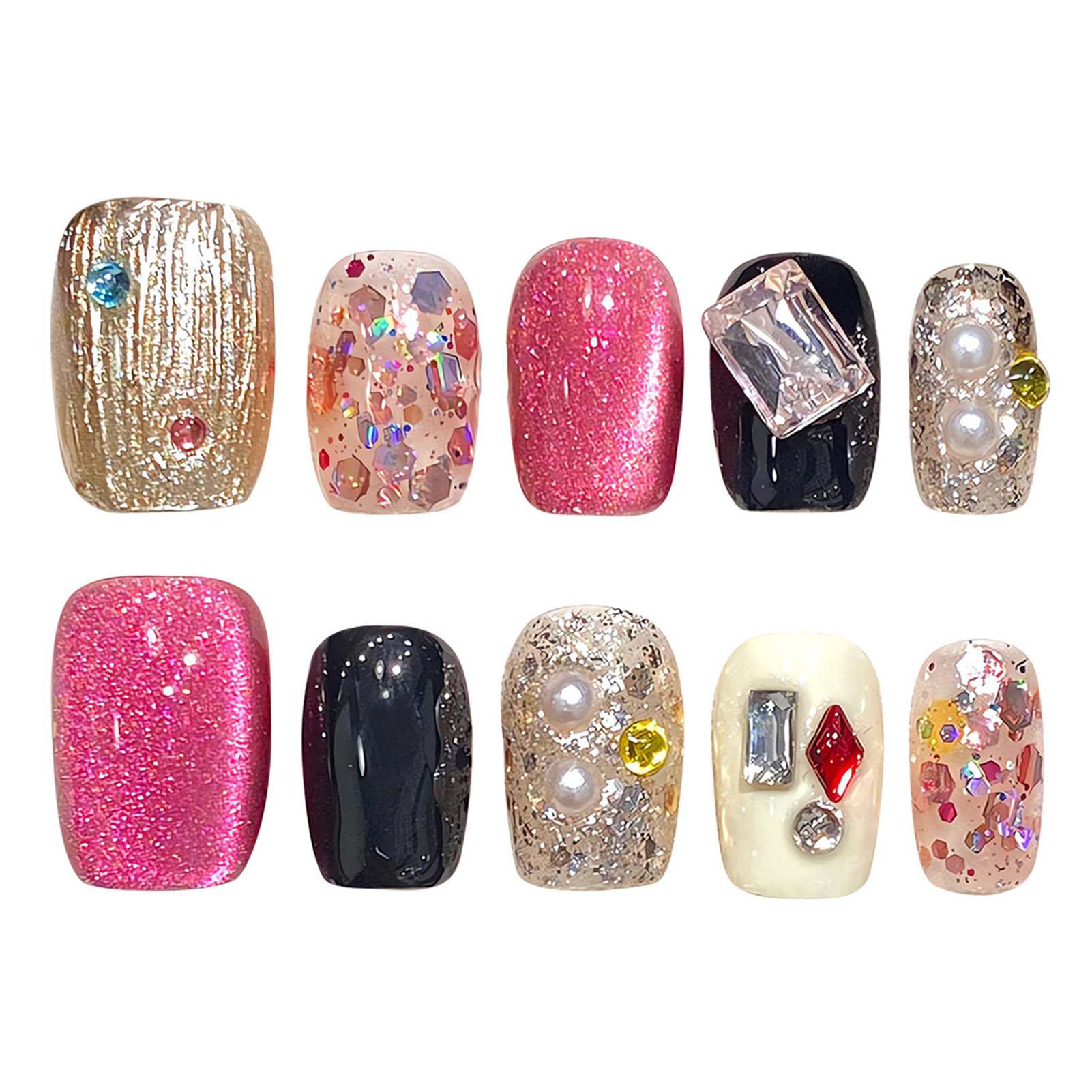 Handmade Press on Nails Glitte - đánh giá và giá Nail Art Gliter