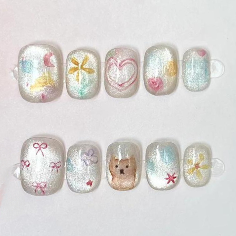 10Pcs Cute Short Round Handmad - đánh giá và giá Nail Art Gliter