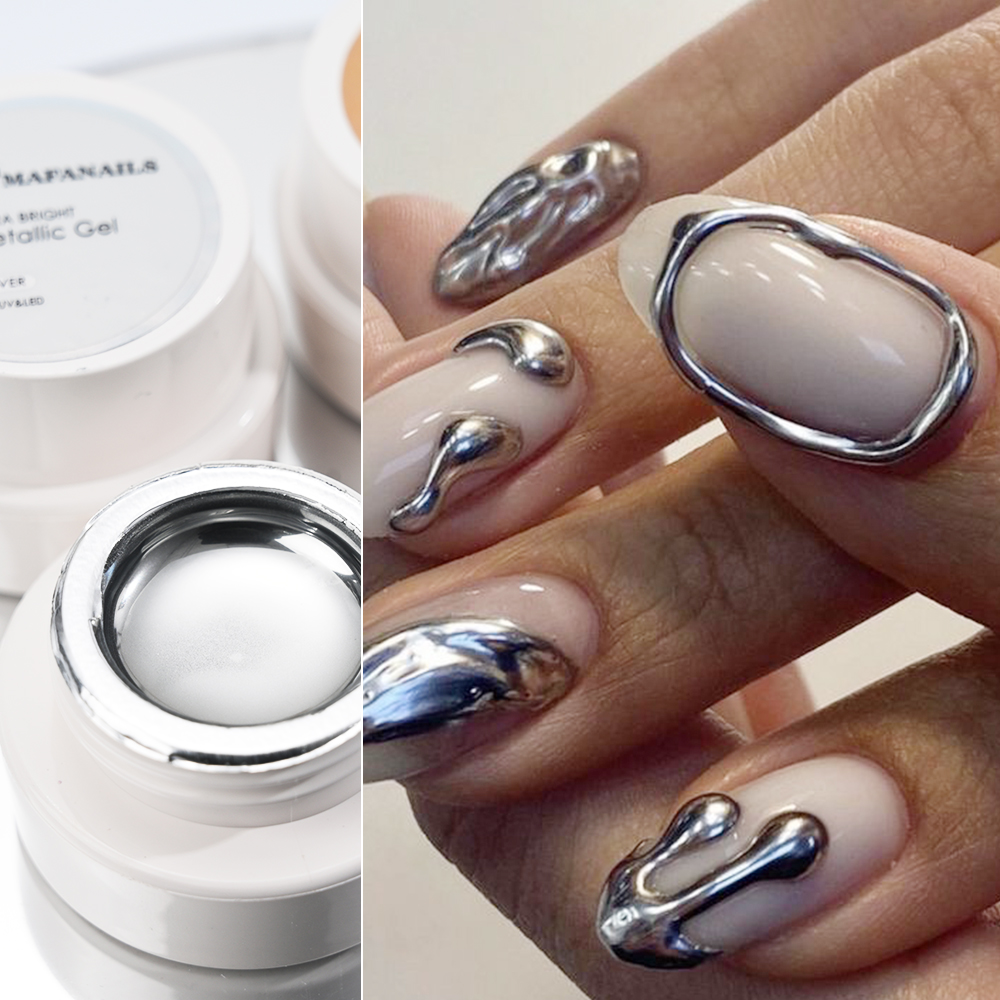 5ml Silver Gold Metallic Gel N - đánh giá và giá Nail Glitter Chrome