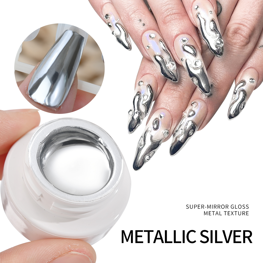 5ml Silver Gold Metallic Gel N - đánh giá và giá Nail Glitter Chrome