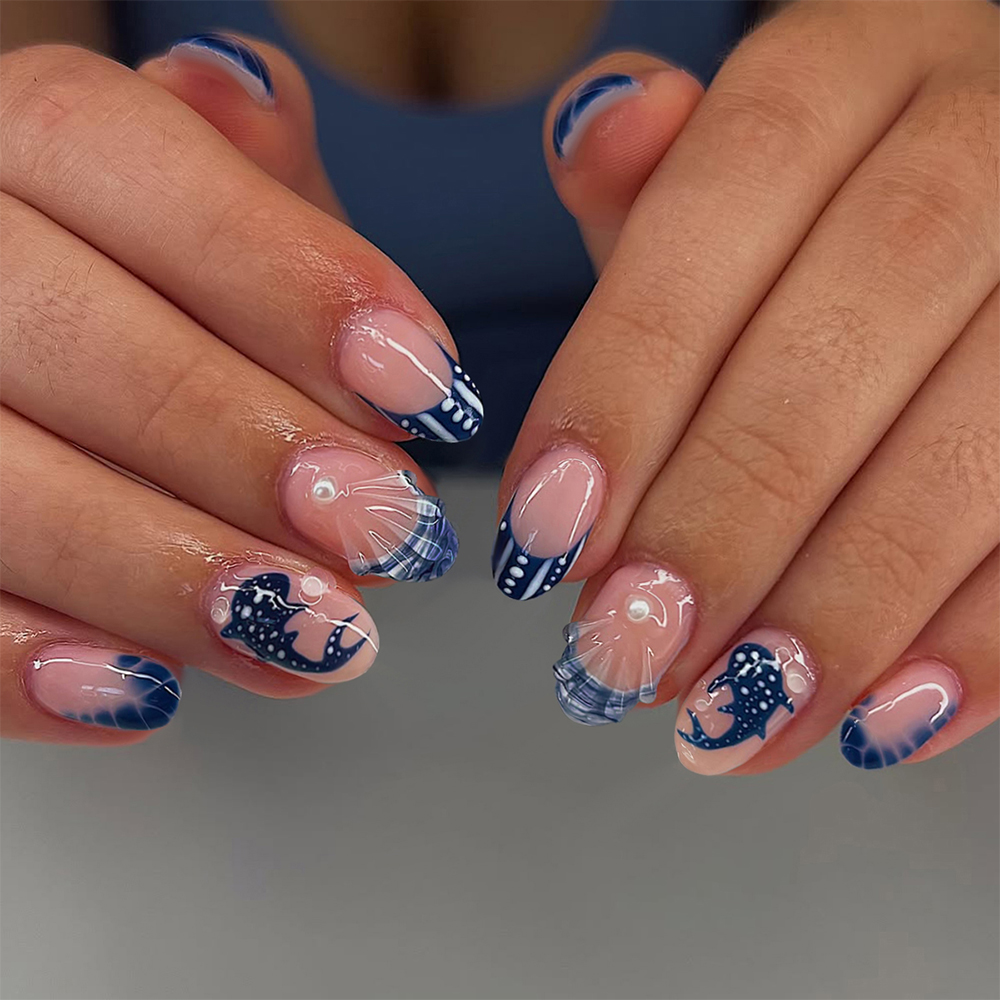 24pcs Almond 3d gel nails Whal - đánh giá và giá Nail Art Press On