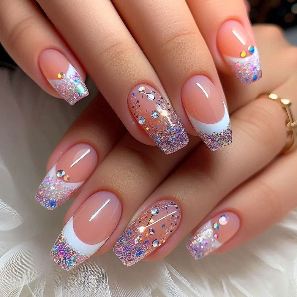 24pcs/set Short Medium fake na - đánh giá và giá Nail Art Gliter