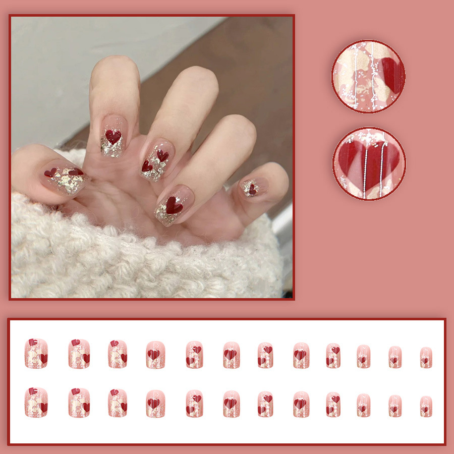 24pcs/set Short Square fake na - đánh giá và giá Nail Art Press On