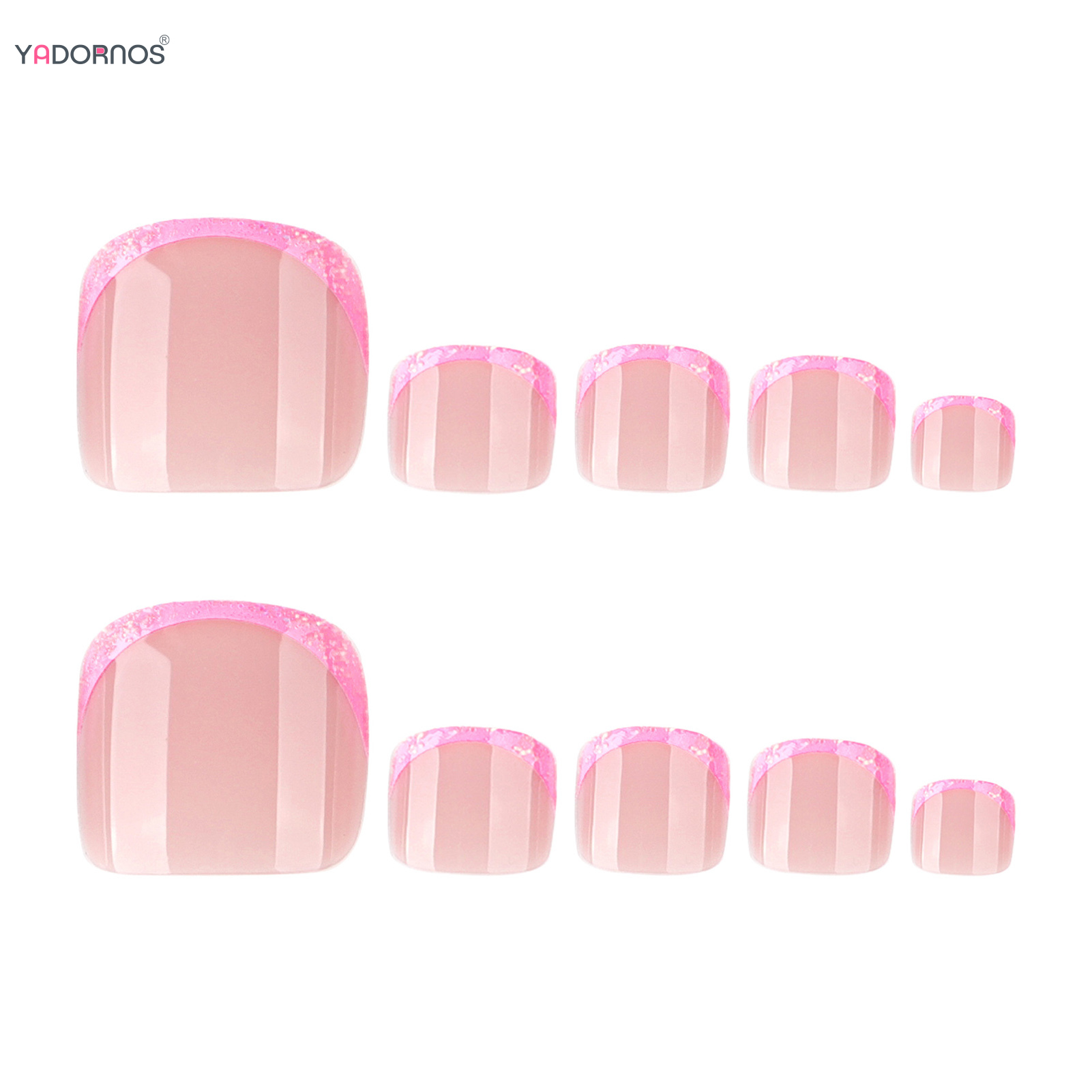 Pink French Tips Fake Toenails - đánh giá và giá Nail Art Gliter