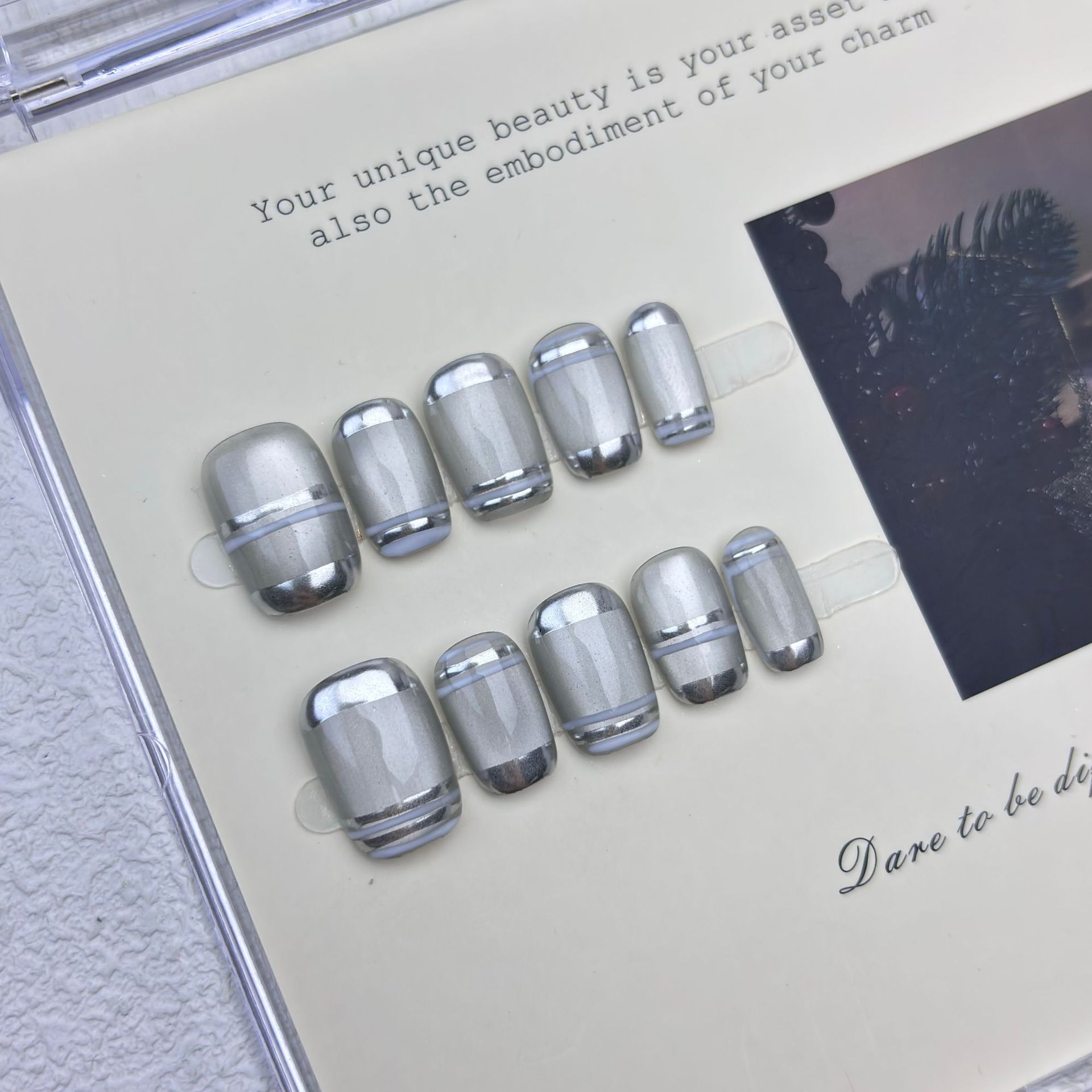 10pcs Aurora Chrome Press on N - đánh giá và giá Nail Art Gliter