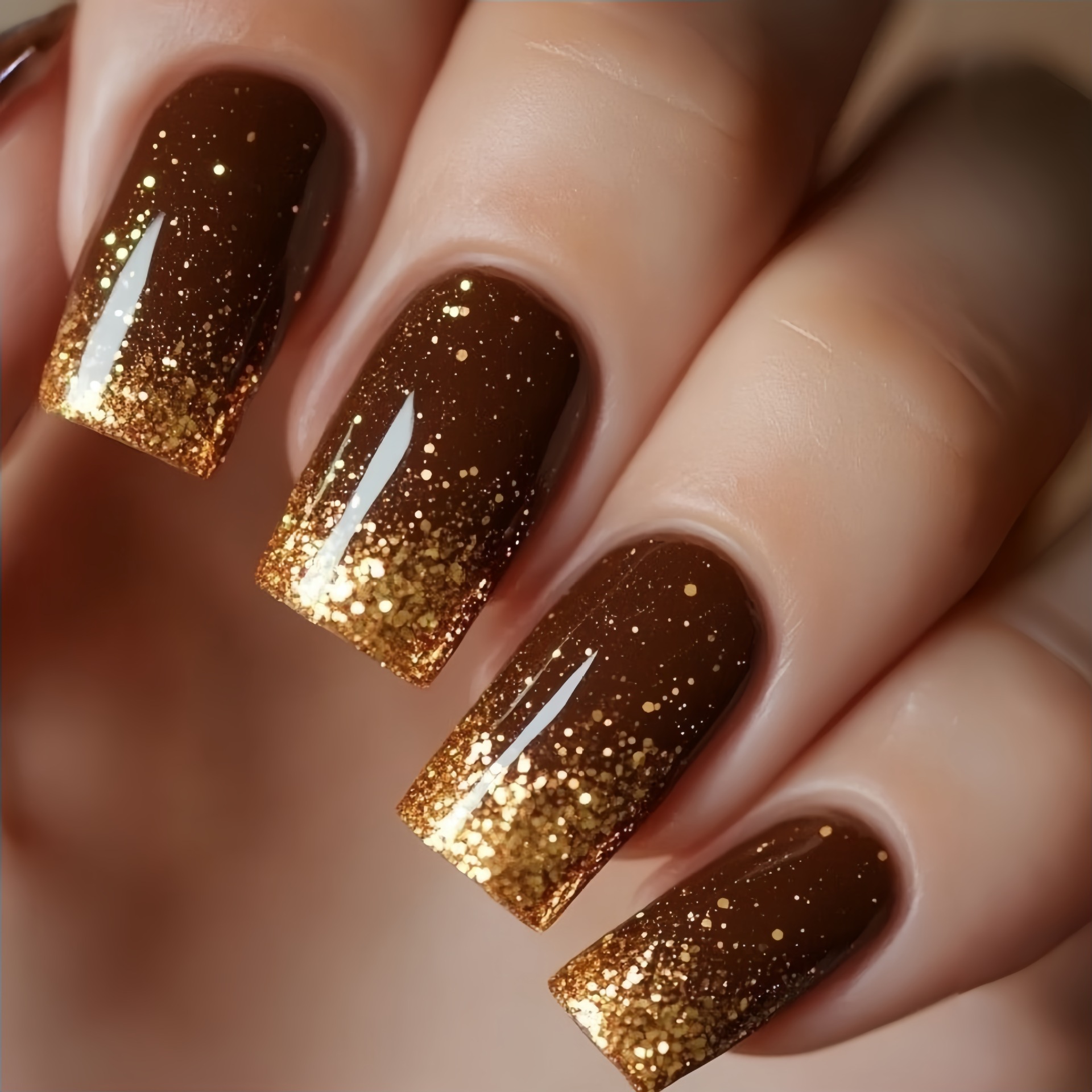 Short Medium fake nails Gradie - đánh giá và giá Nail Art Gliter