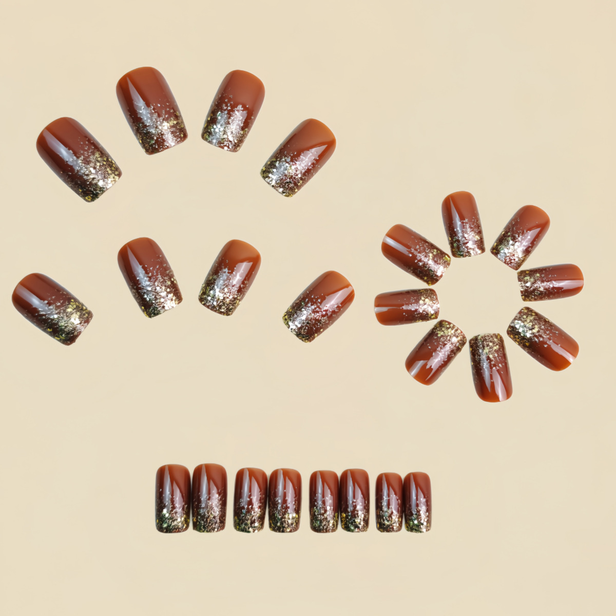 Short Medium fake nails Gradie - đánh giá và giá Nail Art Gliter