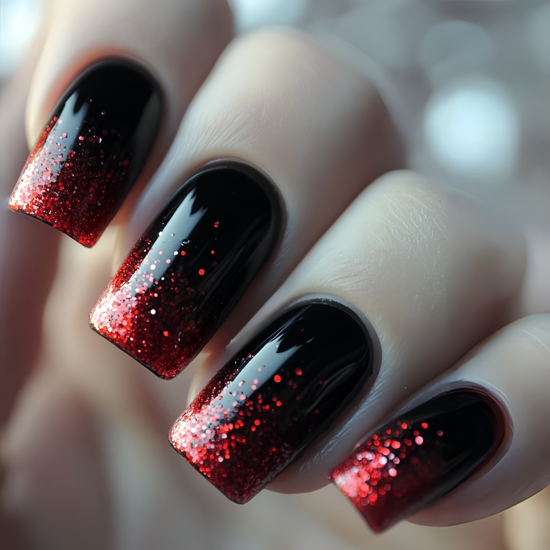 Short Medium fake nails Gradie - đánh giá và giá Nail Art Gliter