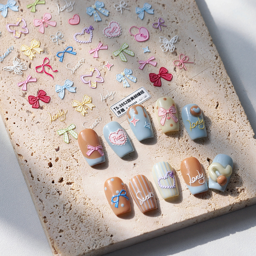 TENSOR NAIL Pastel Bow Heart B - đánh giá và giá Nail Art Elegan
