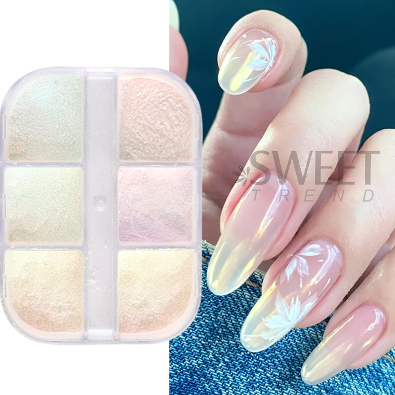 6 Grids Aurora Mirror Nails Po - đánh giá và giá Nail Glitter Chrome