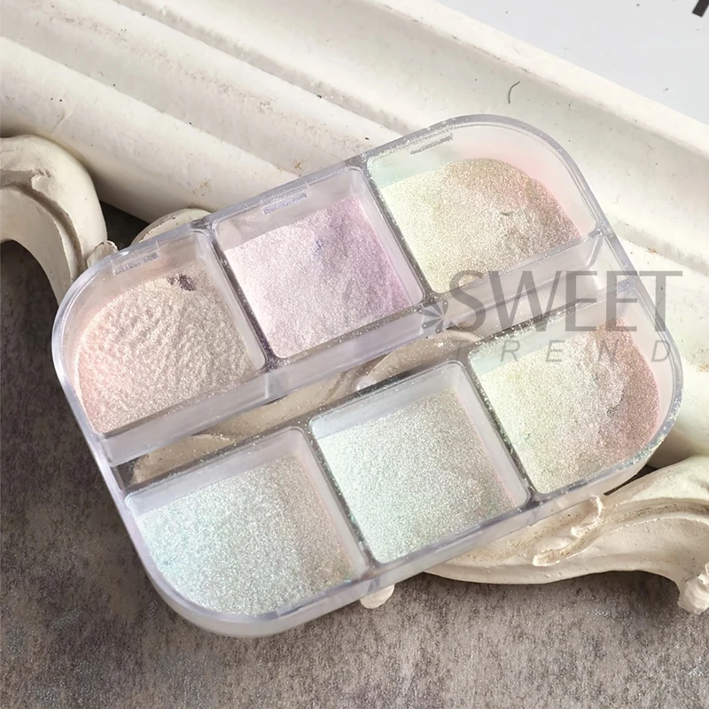 6 Grids Aurora Mirror Nails Po - đánh giá và giá Nail Glitter Chrome